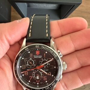 Victorinox Black and Silver Tachymeter Watch